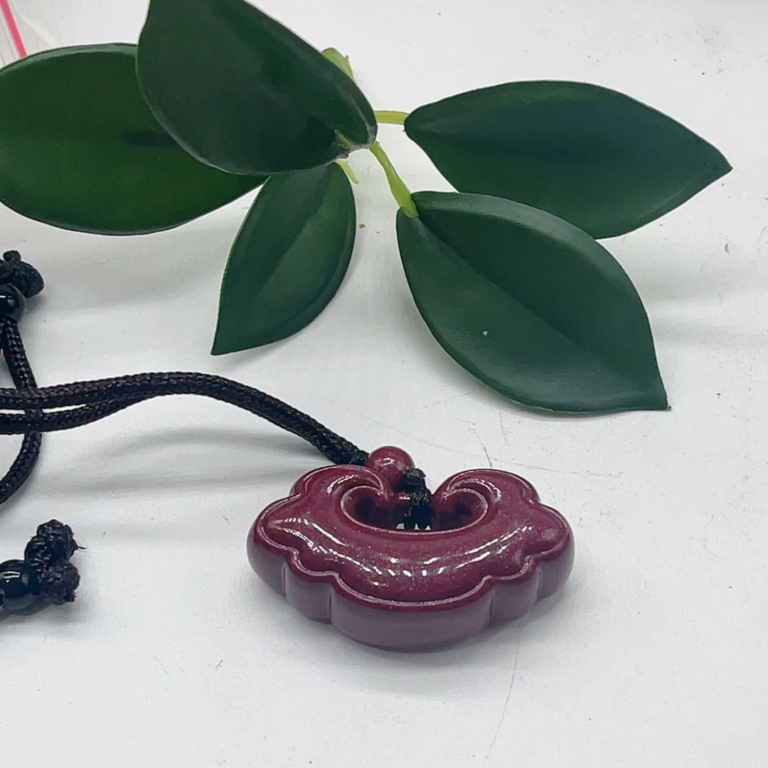 含辰砂工艺品朱砂长款祥云如意锁吊坠（拍一发一多样性发货）