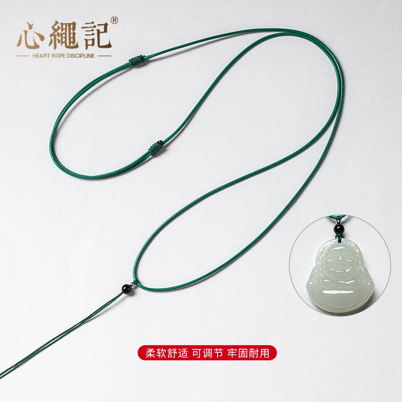 款蜡红黑可调节简约黄金女款玉坠小玉佛女士平安扣玉坠编绳项链