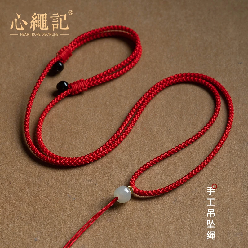 项链挂件可调节简约耐看的项链佛公小玉佛女士红时尚挂脖编绳编织