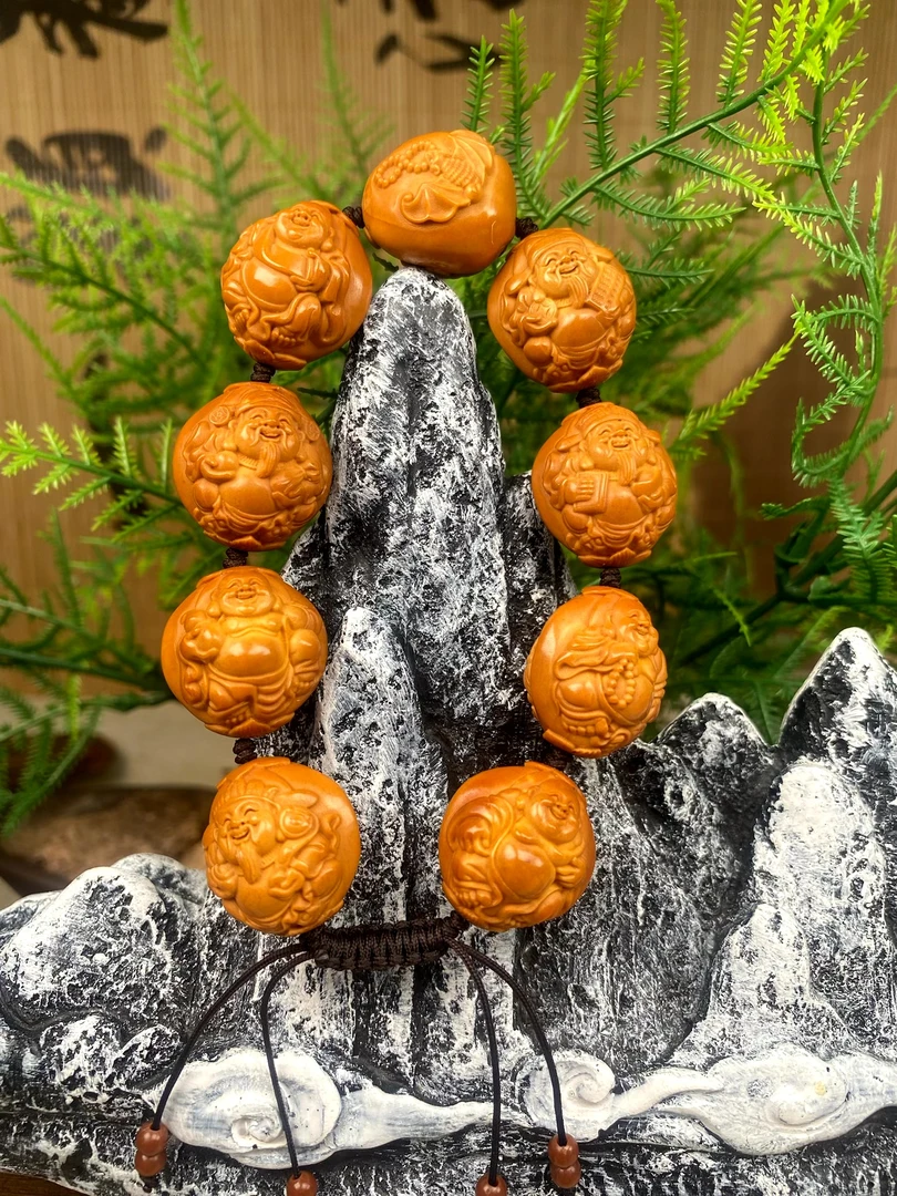 藏艺，福字财迷橄榄核雕手串