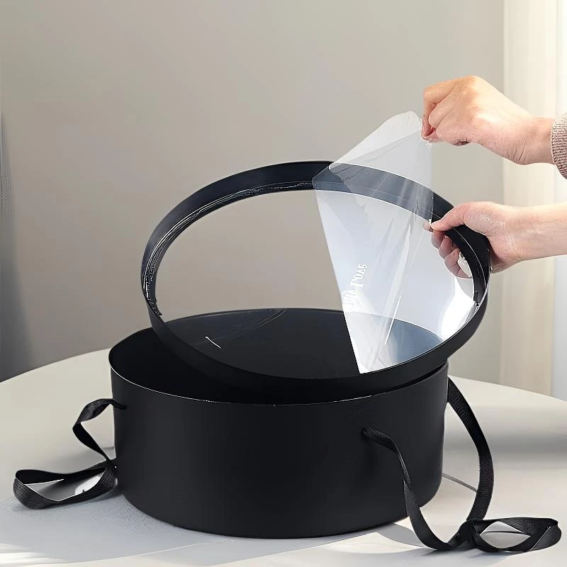 高档透明圆形防水防牛皮圆形礼盒送女友花店鲜花暖冬四件套包装盒