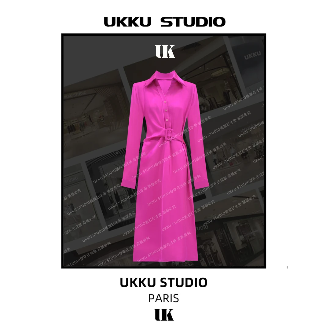 香【UKKU STUDIO】秋款小众设计气质时尚轻奢百搭潮流连衣裙612609
