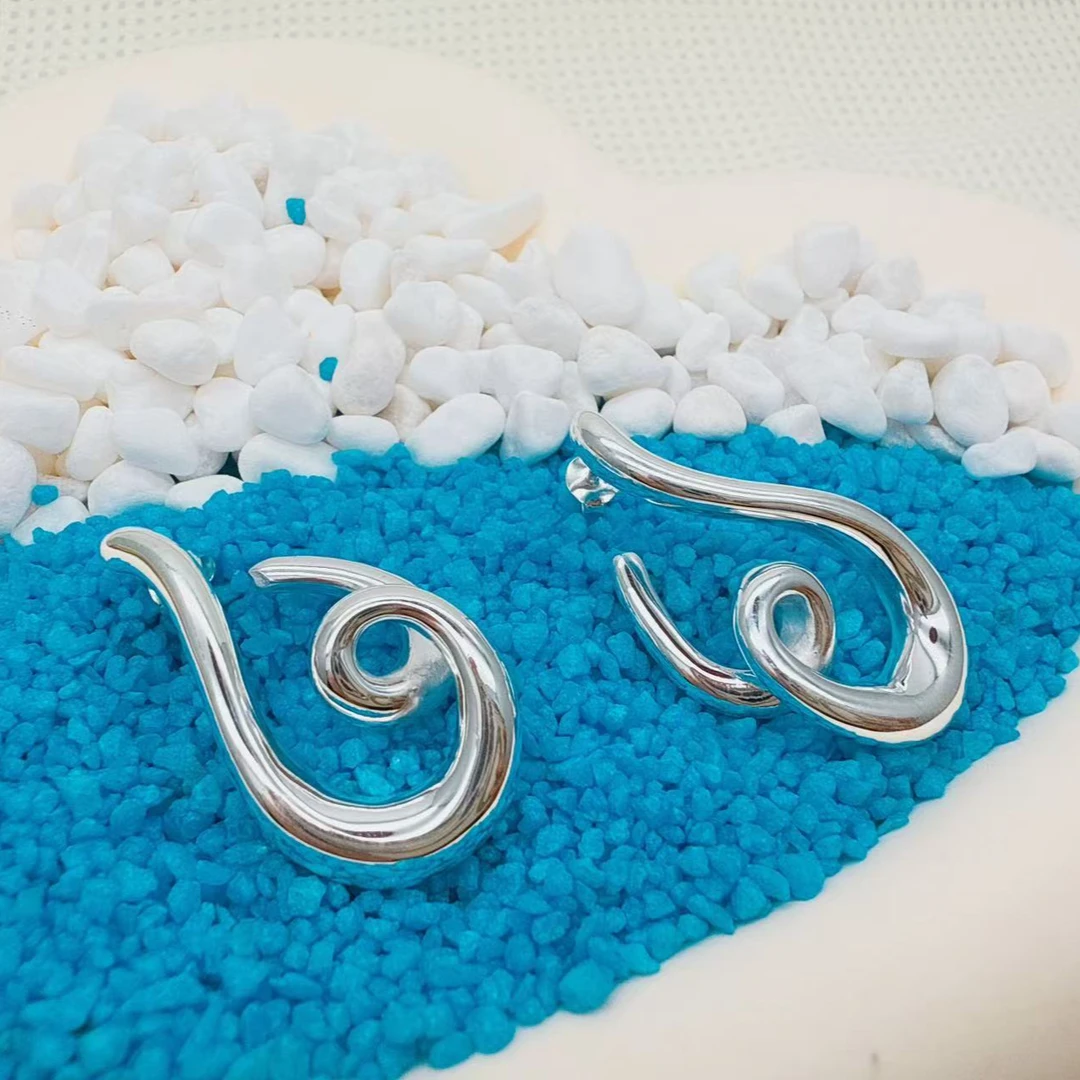 925银耳饰 ALSU专属经典民族风925银耳环光面纯手工小众气质欧美