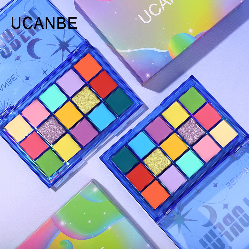UCANBE甜梦幻境15色眼影盘彩色多巴胺马卡龙显色哑光珠光学生平价