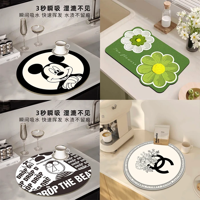 【两-只-羊】简约轻奢超维吸水厨房沥水垫防滑好打理一擦净环保桌垫