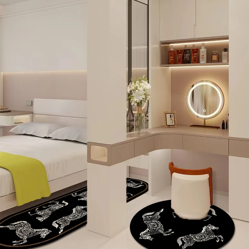 【两只羊】秋冬新款金钻绒圆毯长毯网红隔凉卧室垫家用创意地毯