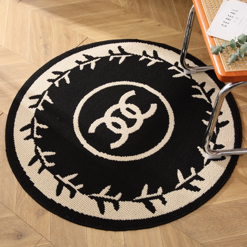 加厚圆形地毯家用圈绒茶几垫防滑脚垫书房门口转椅吊篮电脑椅地垫