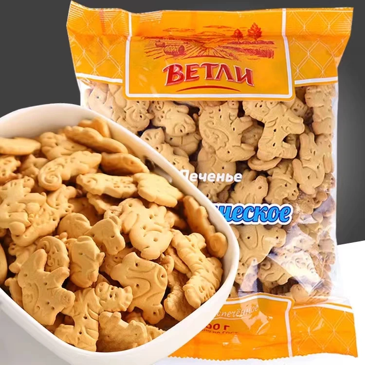 韦得列俄罗斯进口老式动物饼干全麦粗粮卡通儿童饼干净含量:400克
