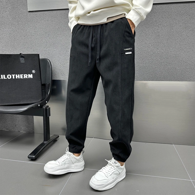 加绒加厚冬季运动男士休闲裤百搭卫裤束脚加绒长裤宽松裤子男
