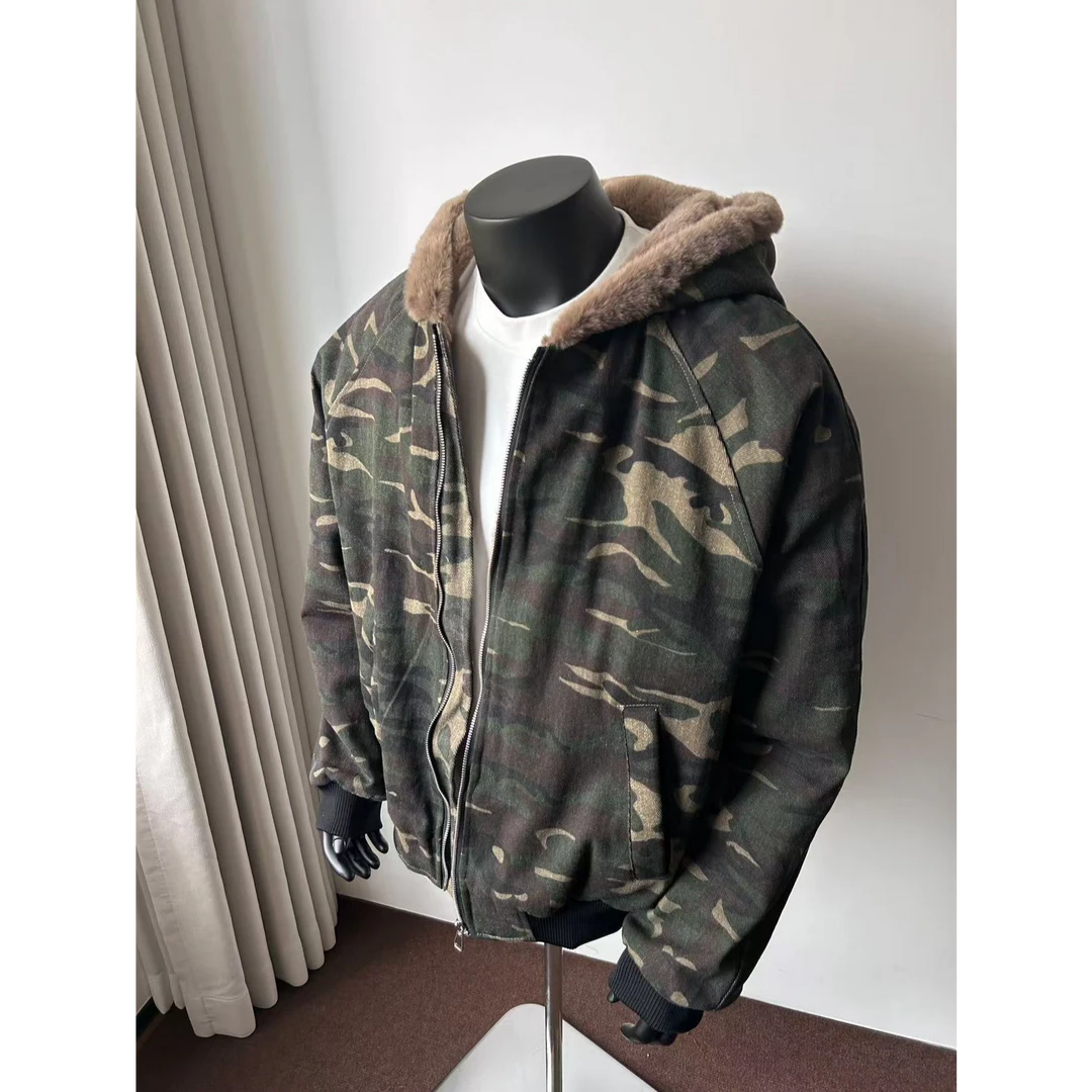 迷彩休闲加绒加厚连帽外套