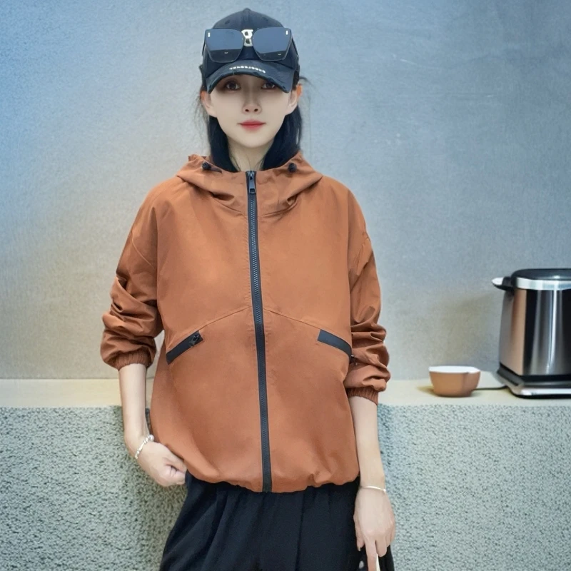 99款口袋拉链衣外套女2024秋款时尚休闲连帽爆款上衣潮小个子女装