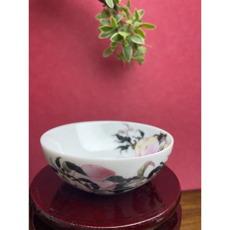 景德镇陶瓷手工手作粉彩九桃五福陶瓷普洱杯