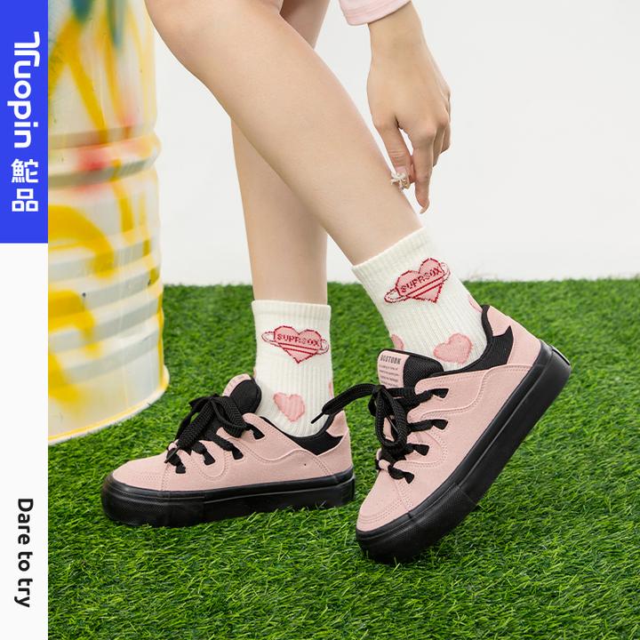 鮀品2024秋冬新款复古潮流时尚低帮厚底学生百搭板鞋