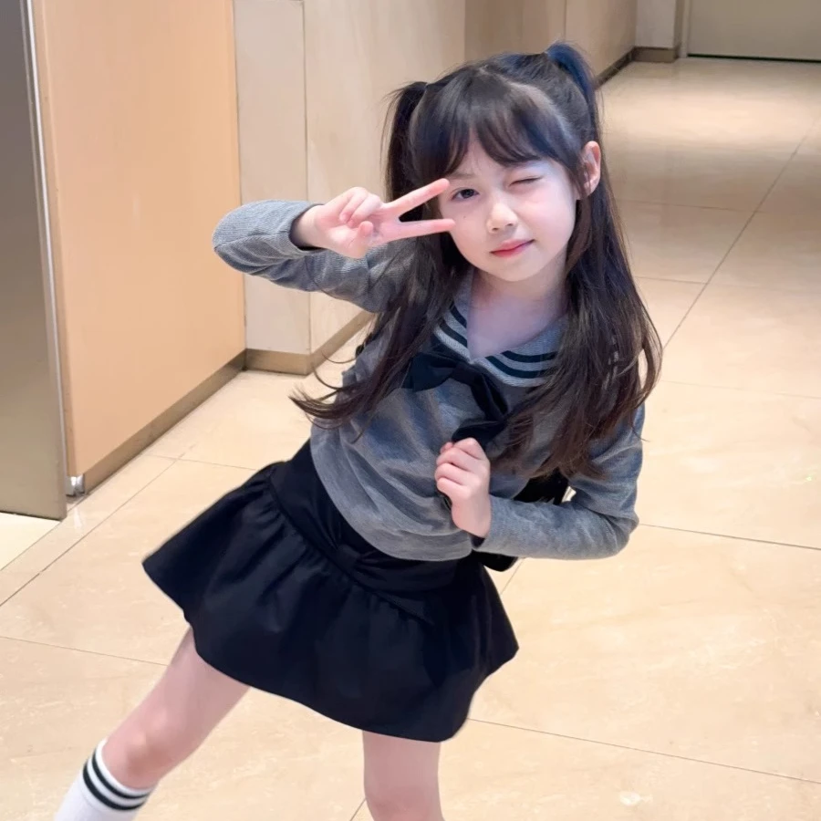 女童套装裙秋款2025新款秋装儿童装学院风时髦洋气小女孩两件套潮