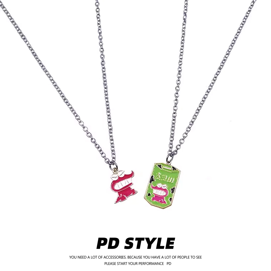 钛钢项链 PDSTYLE自制小新の巧克力饼干小鳄鱼卡通项链可爱个性