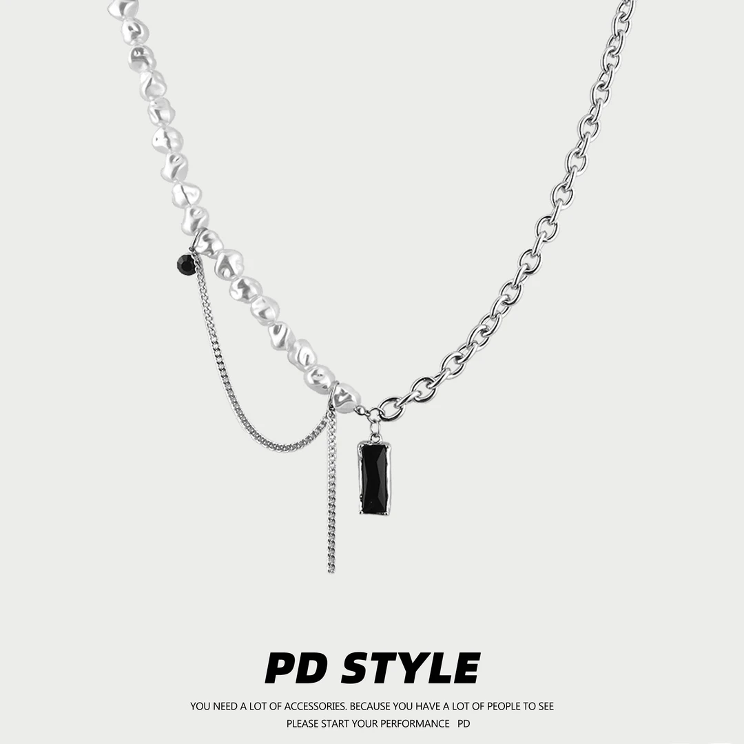 钛钢项链 PDSTYLE 轻奢小众巴洛克锆石流苏锁骨链男潮高级女