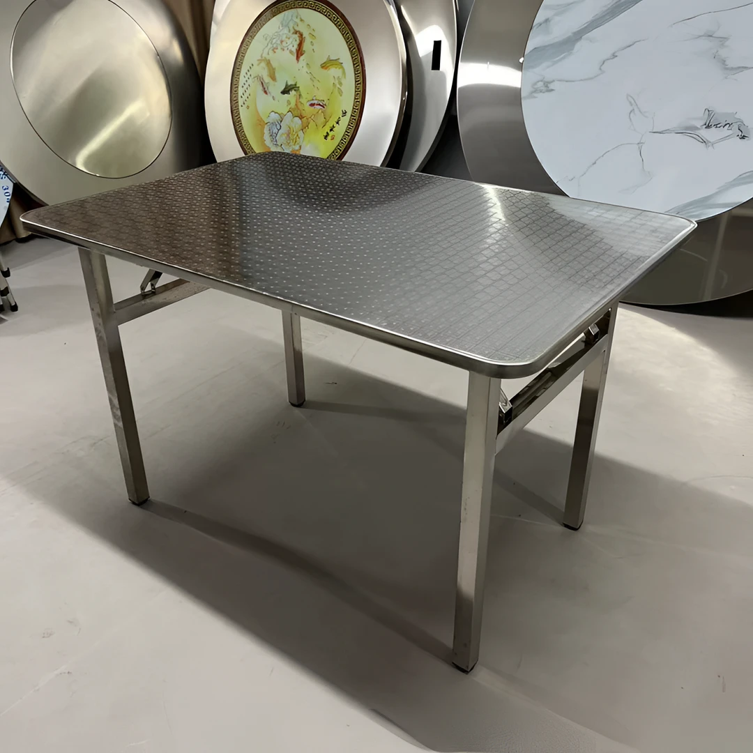 【加厚】不锈钢折叠方桌长方桌无磁无锈易清洁家用户外烧烤桌0甲醛