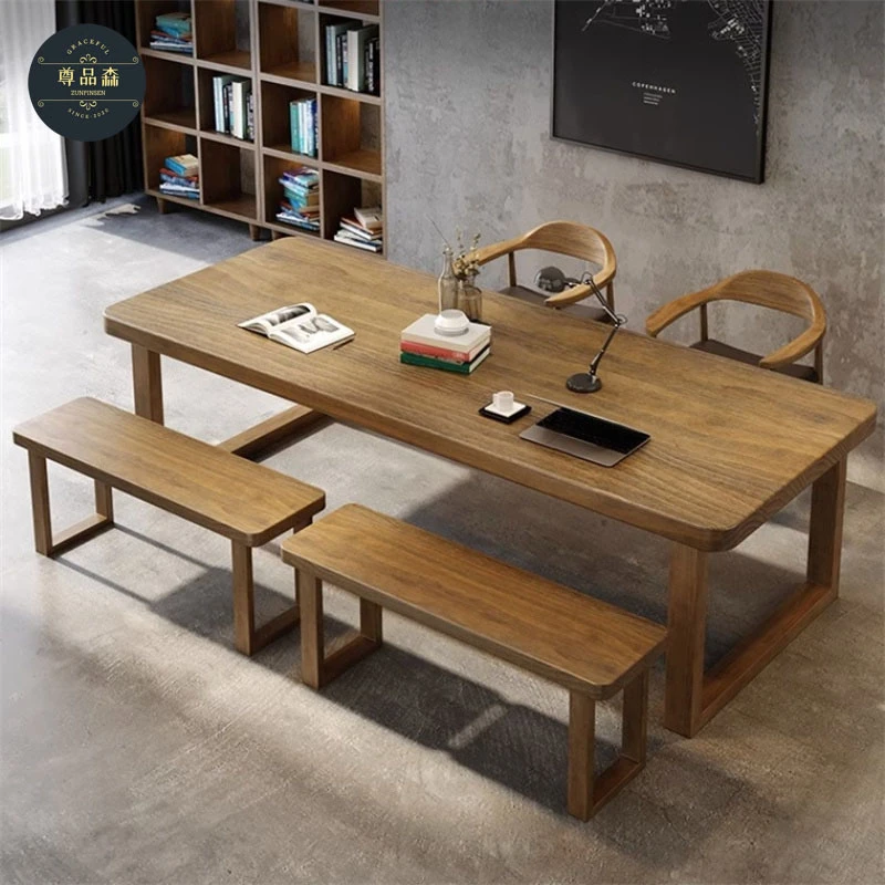 北欧客厅大书桌家用学习桌实木办公桌简约办公电脑桌写字大书法桌