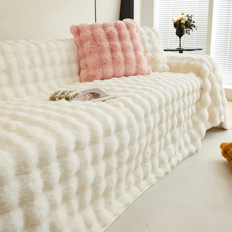 防滑泡泡绒沙发巾盖布冬季全包万能套罩加绒加厚沙发套盖布巾