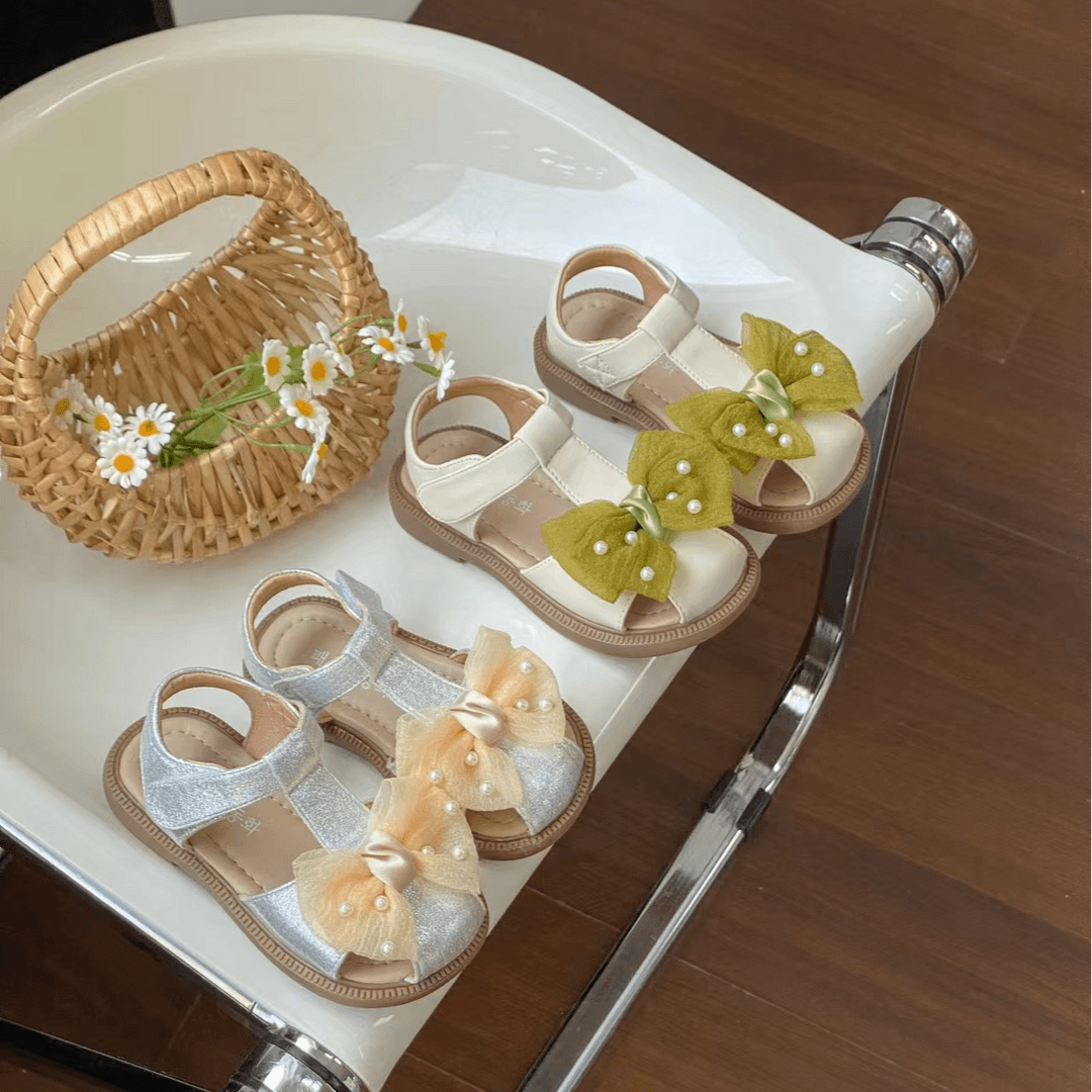 儿童节韩系鞋2024夏季女童仙女风蝴蝶结女孩子软底时大童公主鞋子