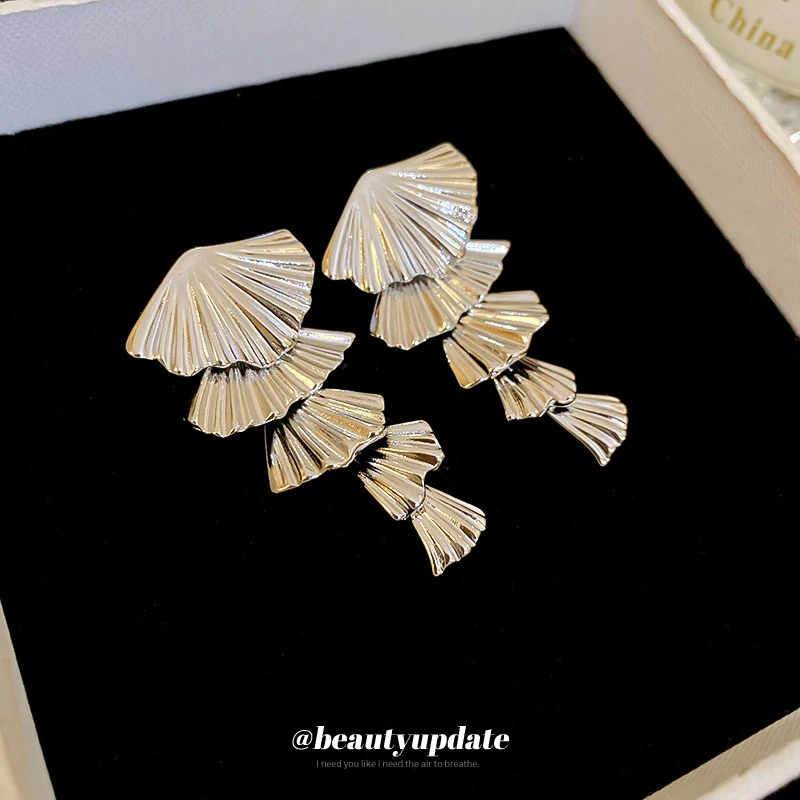 合金耳饰 银针高级感金属流苏耳钉欧美时尚耳环冷淡风