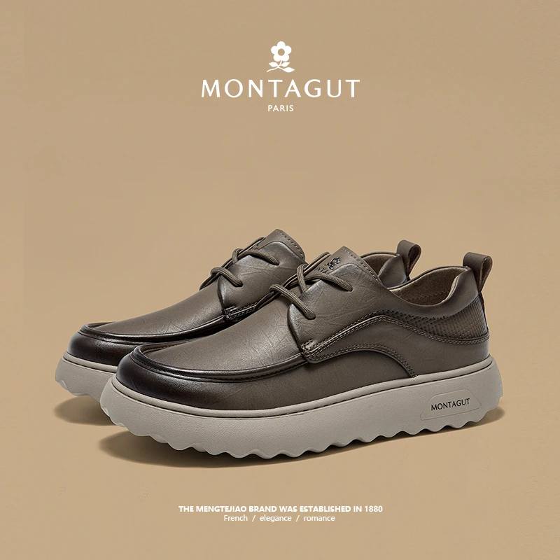 梦特娇男鞋爆款男士皮鞋时尚休闲鞋增高鞋琥珀流光风轻便软底男鞋