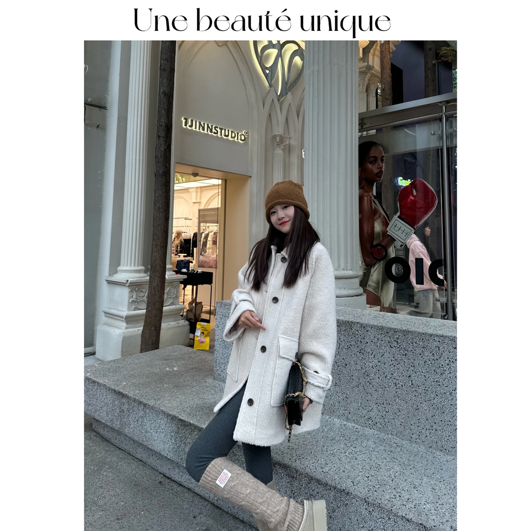 【卡尔加里】休闲气质百搭短款设计师时尚羊毛外套