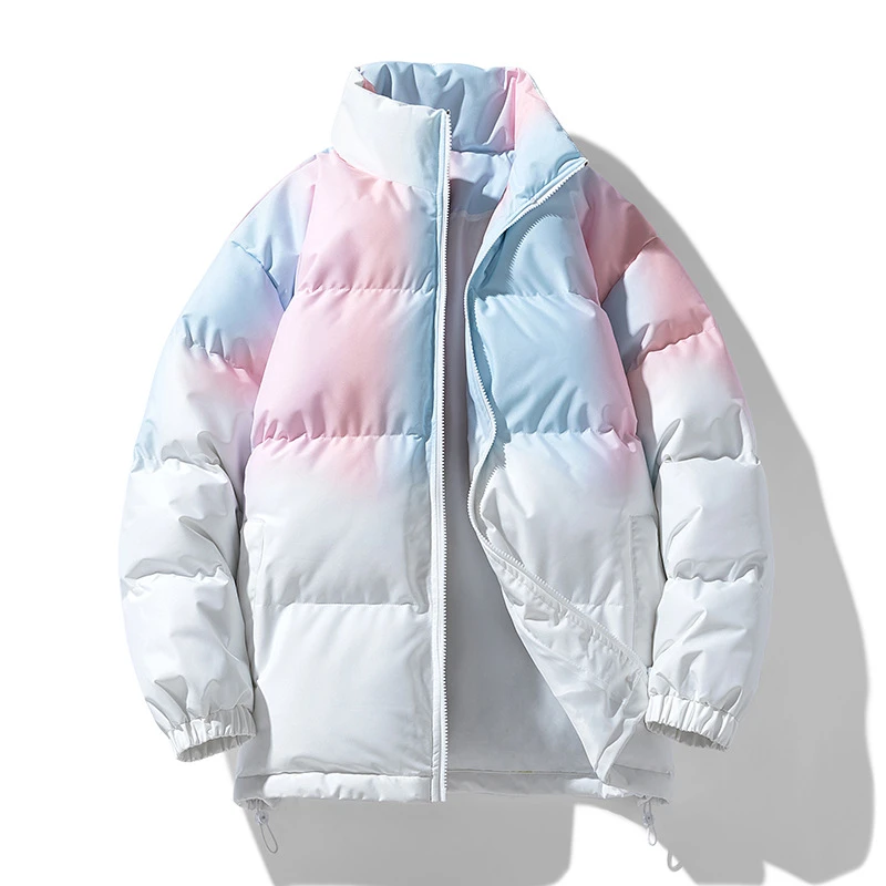 2026冬季新款棉衣外套渐变冬季潮牌加厚棉袄冬装立领面包服棉服男