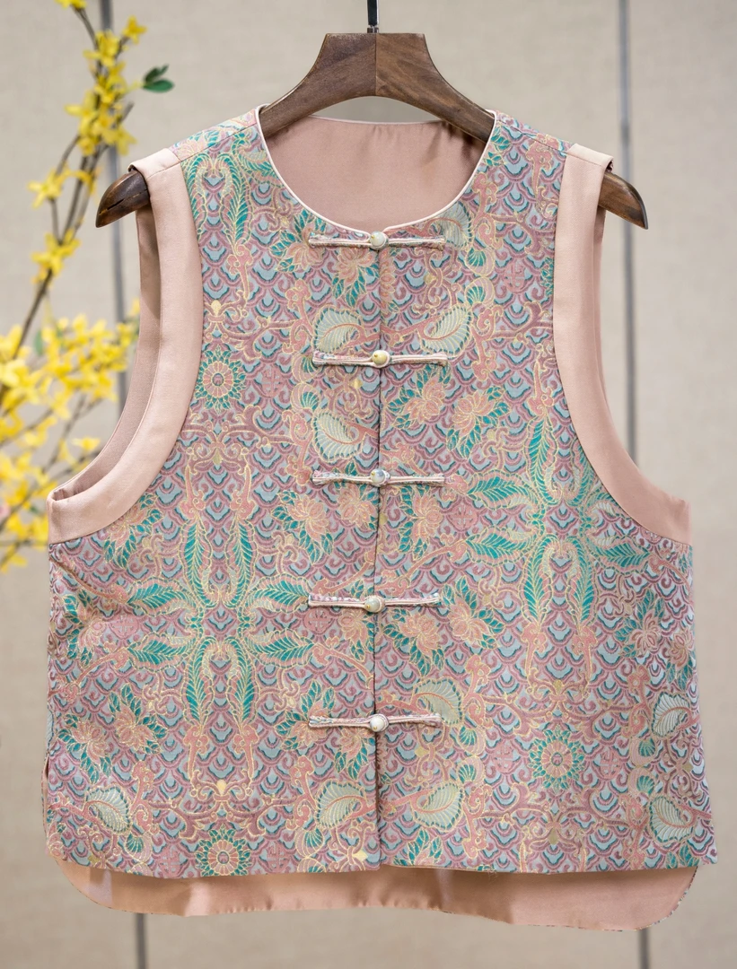 【SHANGLIU】[316]新中式设计师款新宋锦时尚国潮风马甲JM2189