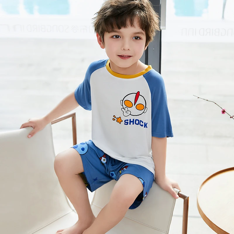 【秋秋妈专属】儿童睡衣男童夏莫代尔空调家居服夏款男孩夏天套装