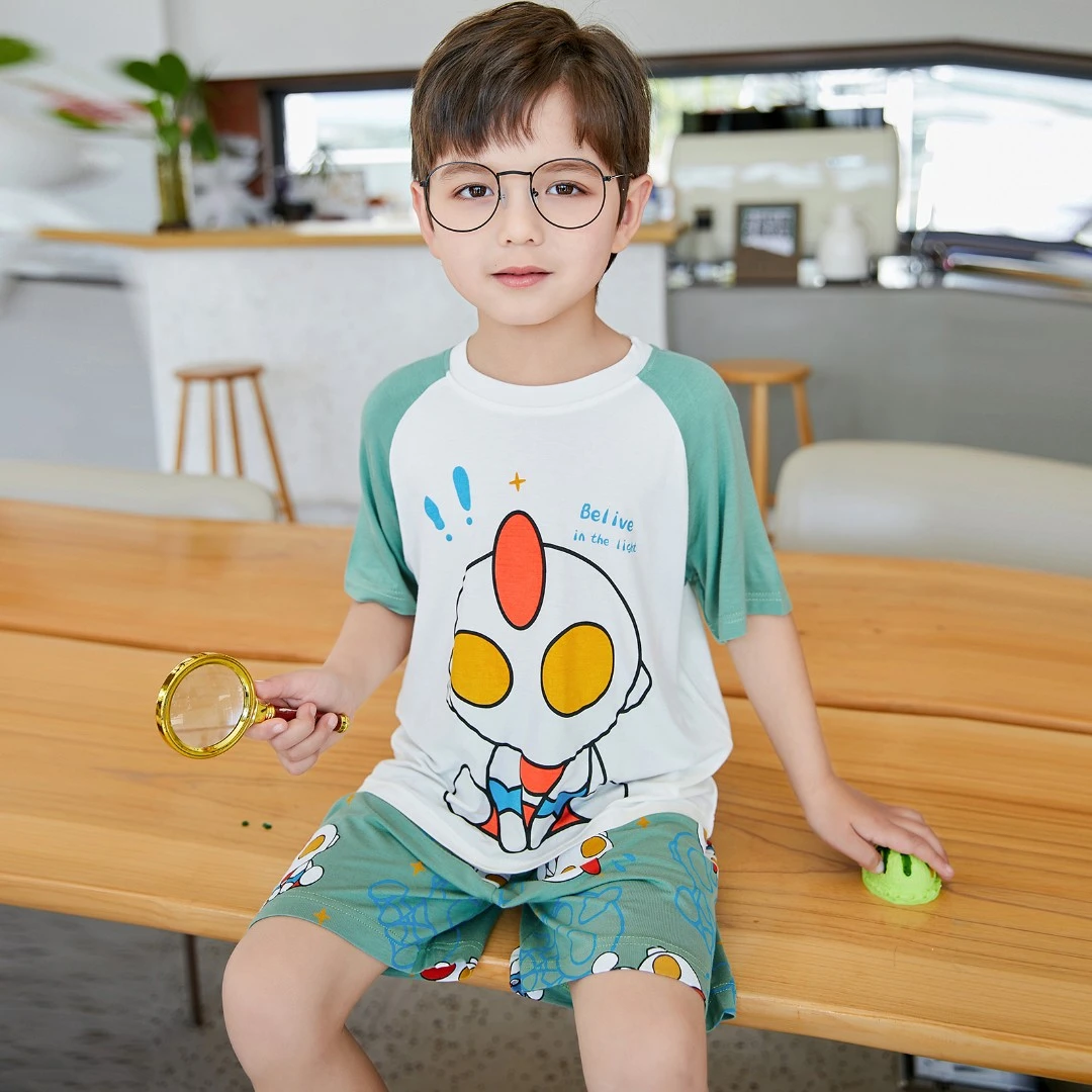 【秋秋妈专属】儿童睡衣男童夏季莫代尔空调家居服夏款男孩夏天套装
