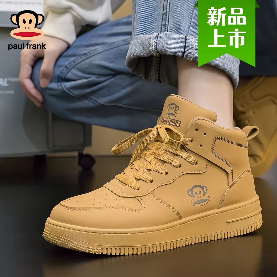 大嘴猴男鞋2024秋新款厚底雅丹风运动休闲小白鞋高帮鞋板鞋情侣款