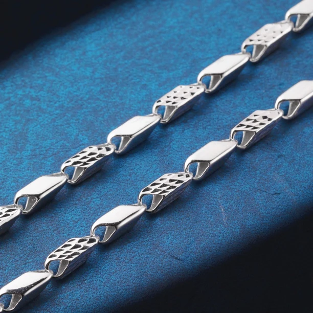 千烁珠宝25.71克Pt950铂金男士白金时尚车花菱形大元宝瓜子项链