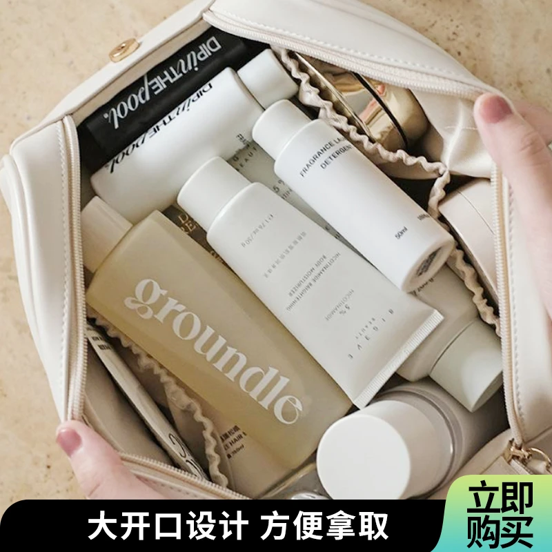 现货爆款PU皮枕头化妆包ins风便携式女化妆包旅行洗漱包收纳包包