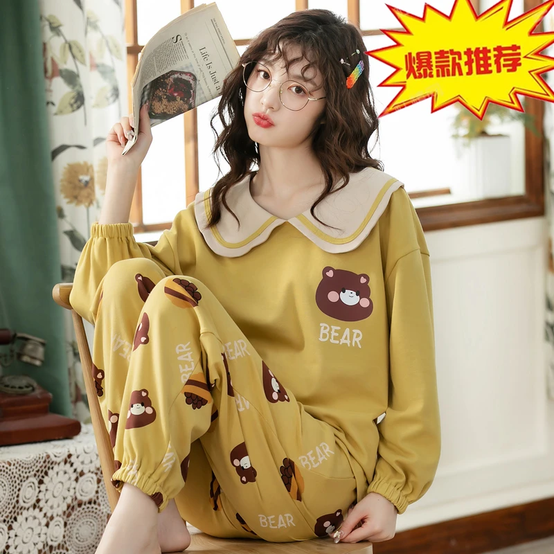 纯棉睡衣女士2024新款网红爆款可爱春秋季学生全棉薄款家居服套装
