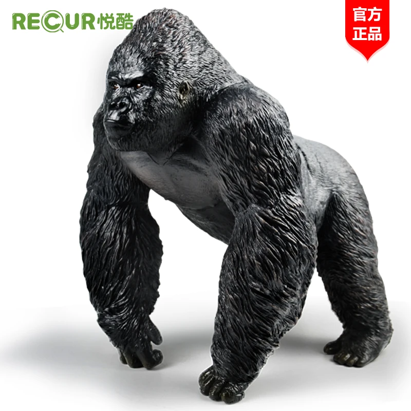 RECUR软胶仿真动物模型儿童玩具大号银背金刚大猩猩手办公仔摆件