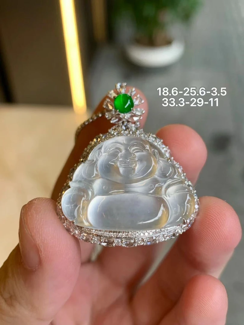 【老九翡翠】玻璃底全景开窗精品佛公时尚镶嵌