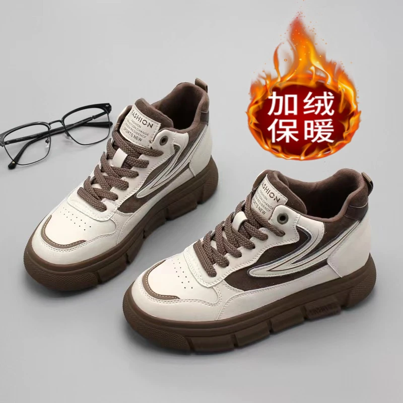 厚底高帮鞋子女板鞋2025年新款秋季百搭韩版时尚运动休闲松糕单鞋