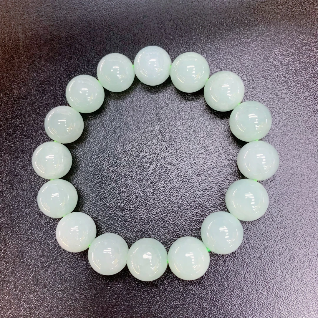 BAQIZHUBAO/八七珠宝--多样性 缅甸A货翡翠种水冰圆珠手串