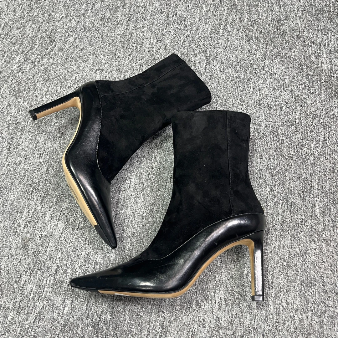 JIMMY CHOO/吉米周36码/仔仔折扣 黑色尖头金标高跟靴子 xxs401