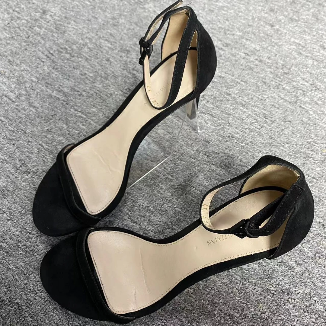 StuartWeitzman仔仔折扣 黑色绑带时尚百搭一字带凉鞋 37码 1518