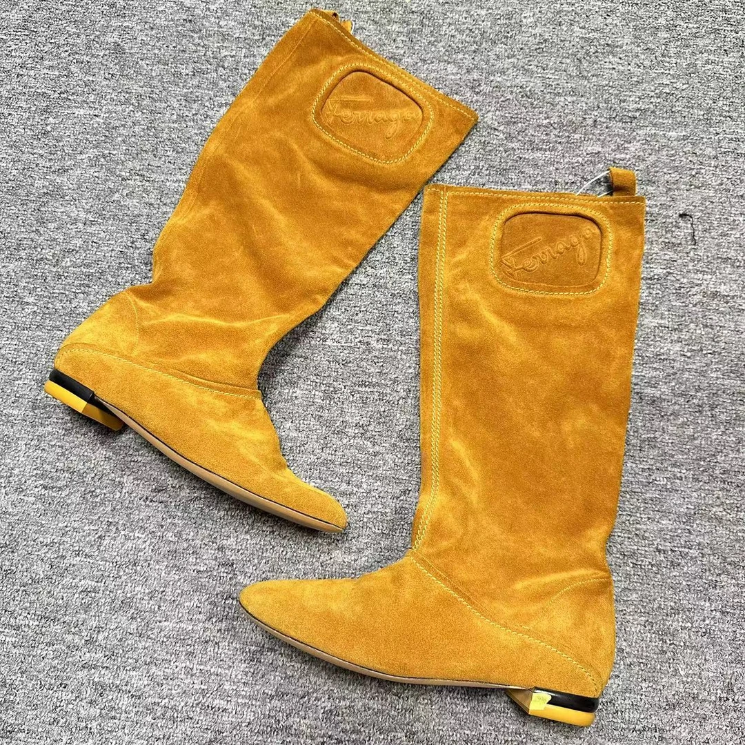 FERRAGAMO/菲拉格慕36码/仔仔女鞋折扣 卡其色时尚秋冬靴子xxs353