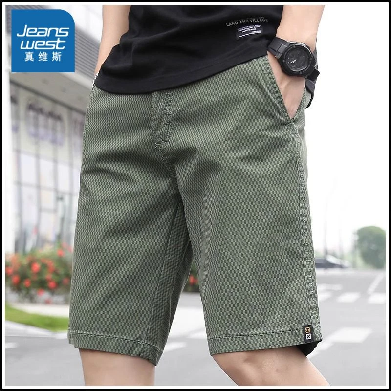 Jeanswest/真维斯休闲五分裤男士短裤夏季美式潮牌直筒薄款中裤