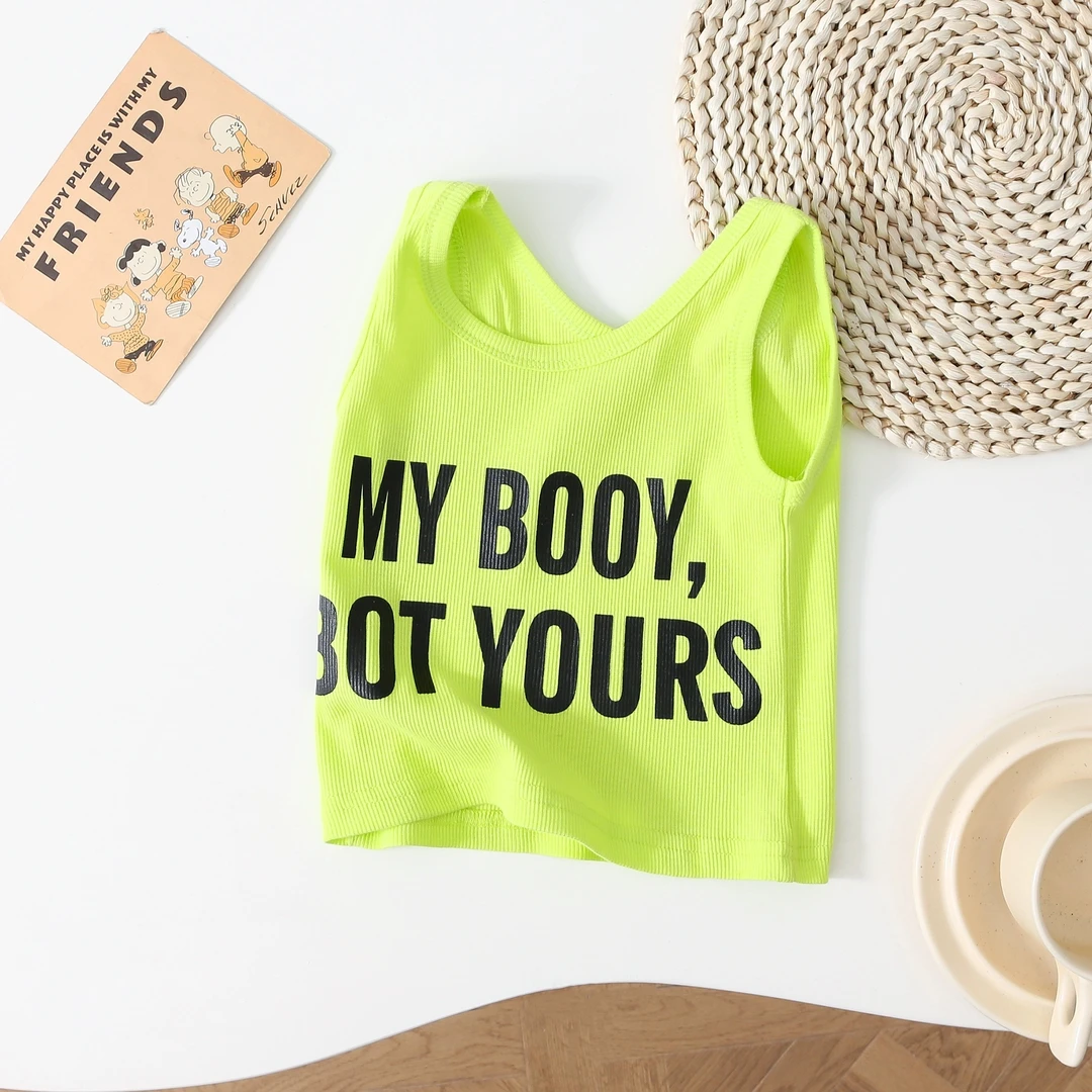 男女童儿童休闲纯色百搭女童外穿吊带上衣女孩小儿童潮流修身无袖