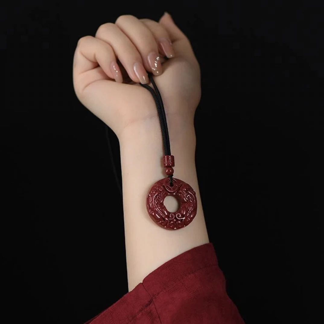 含辰砂工艺品紫金砂貔貅吊坠男女同款招财吊坠项链《双貔貅吊坠》