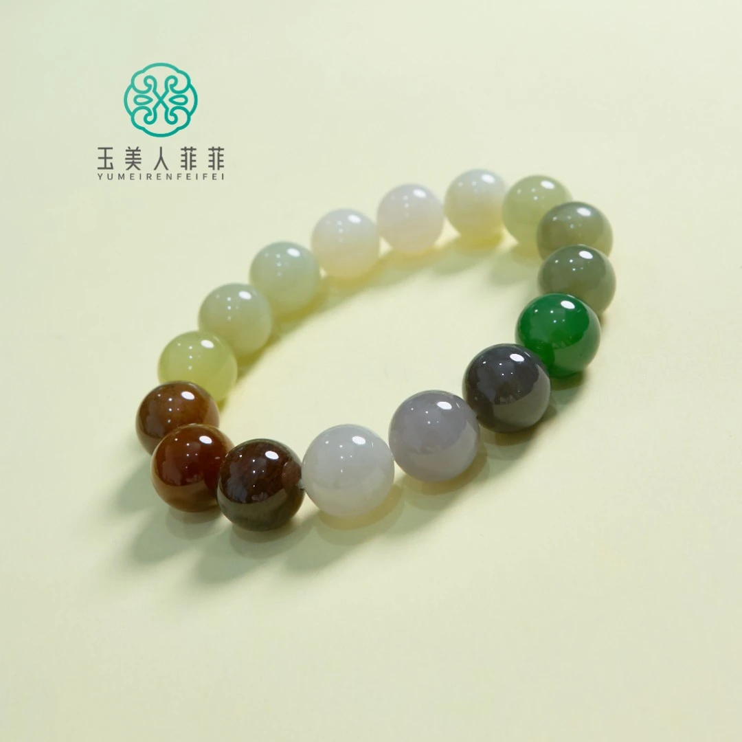 菲菲珠宝好*和田玉多宝单圈手串约12mm