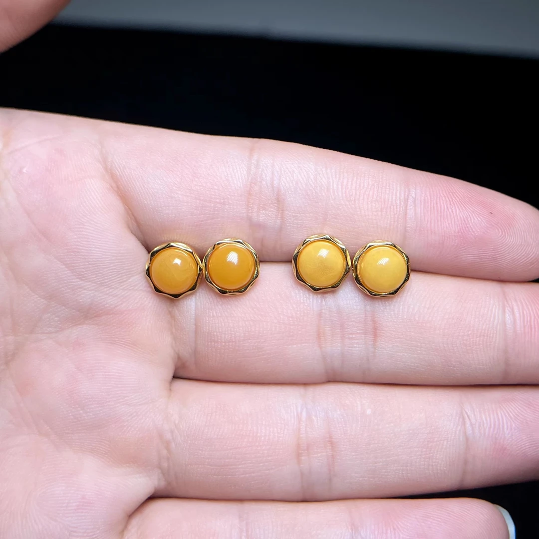 菲菲珠宝好*S925蜜蜡耳坠约9mm-多样性发一