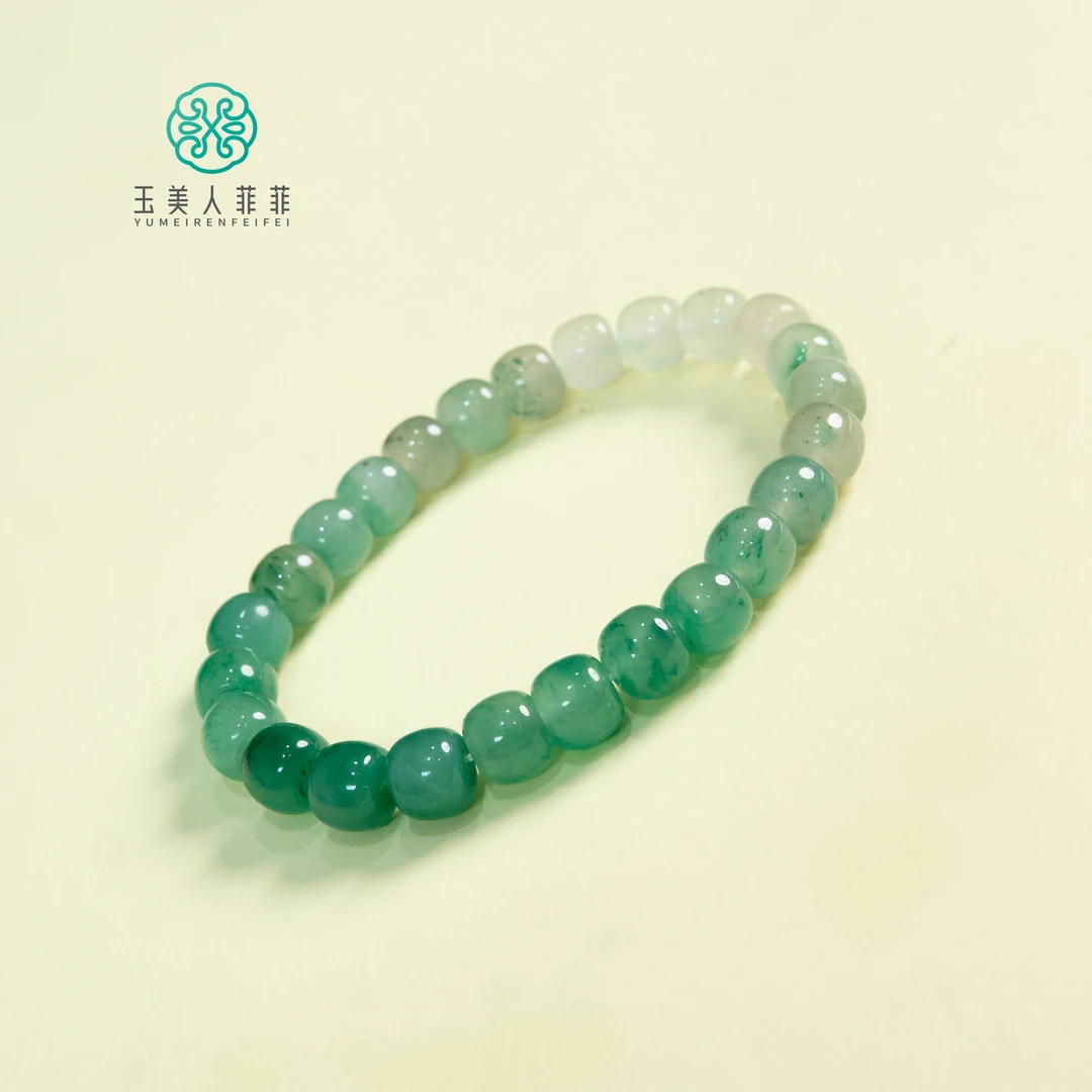 菲菲珠宝好*非洲翠单圈老型珠约8mm手串