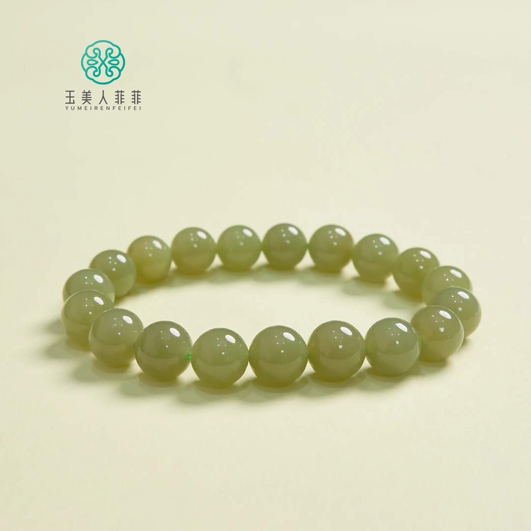 菲菲珠宝好*~和田玉单圈圆珠约10mm手串