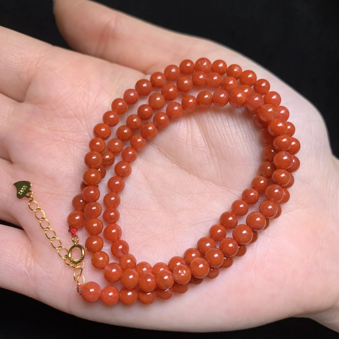 菲菲珠宝好*S925南红玛瑙项链约4+mm